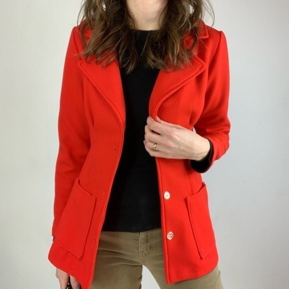 Vintage 70’s Red Jacket Chore Coat Blazer Small